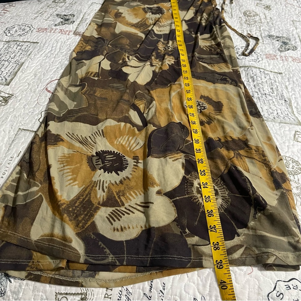 Free People Olive Green Floral Mesh Maxi Skirt with Side Slit - Picture 7 of 10